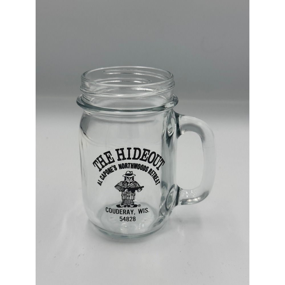The Hideout‎ Al Capone Northwoods Retreat Couderay WI Mason Jar Mug Glass 16